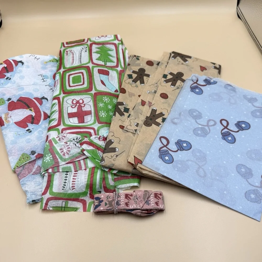 Lot Vintage Christmas Wrapping Paper 90s Y2K Ribbon Tissue Retro Michaels Spools